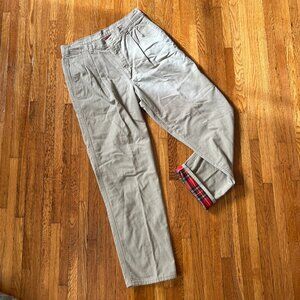 Vintage 90s LL Bean USA Made Flannel-Lined Pleated Khaki Pants – Men’s 34x32